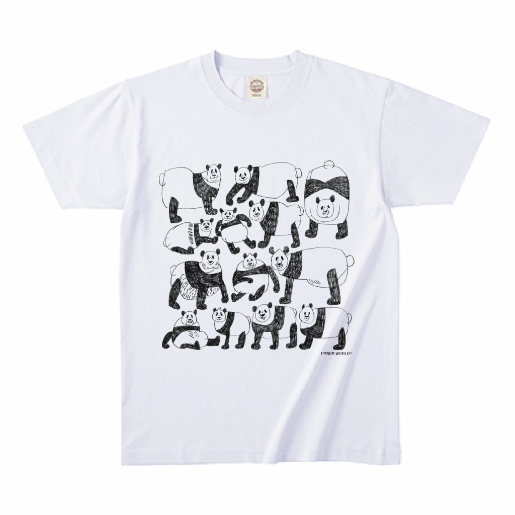 アーティストよしもりたけはる作 パンダジャパン オーガニックコットン5.3OZ TシャツWhite