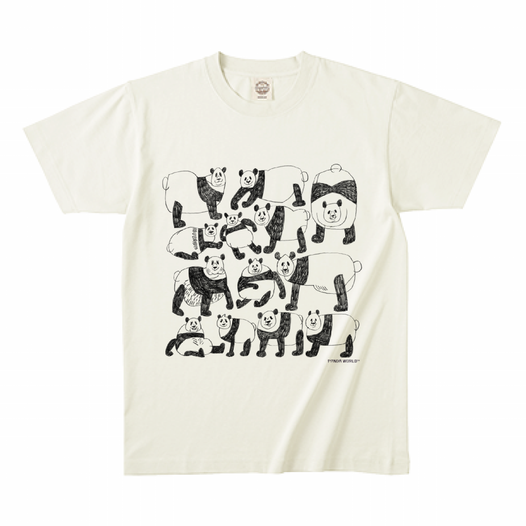 アーティストよしもりたけはる作 パンダジャパン オーガニックコットン5.3OZ TシャツNatural